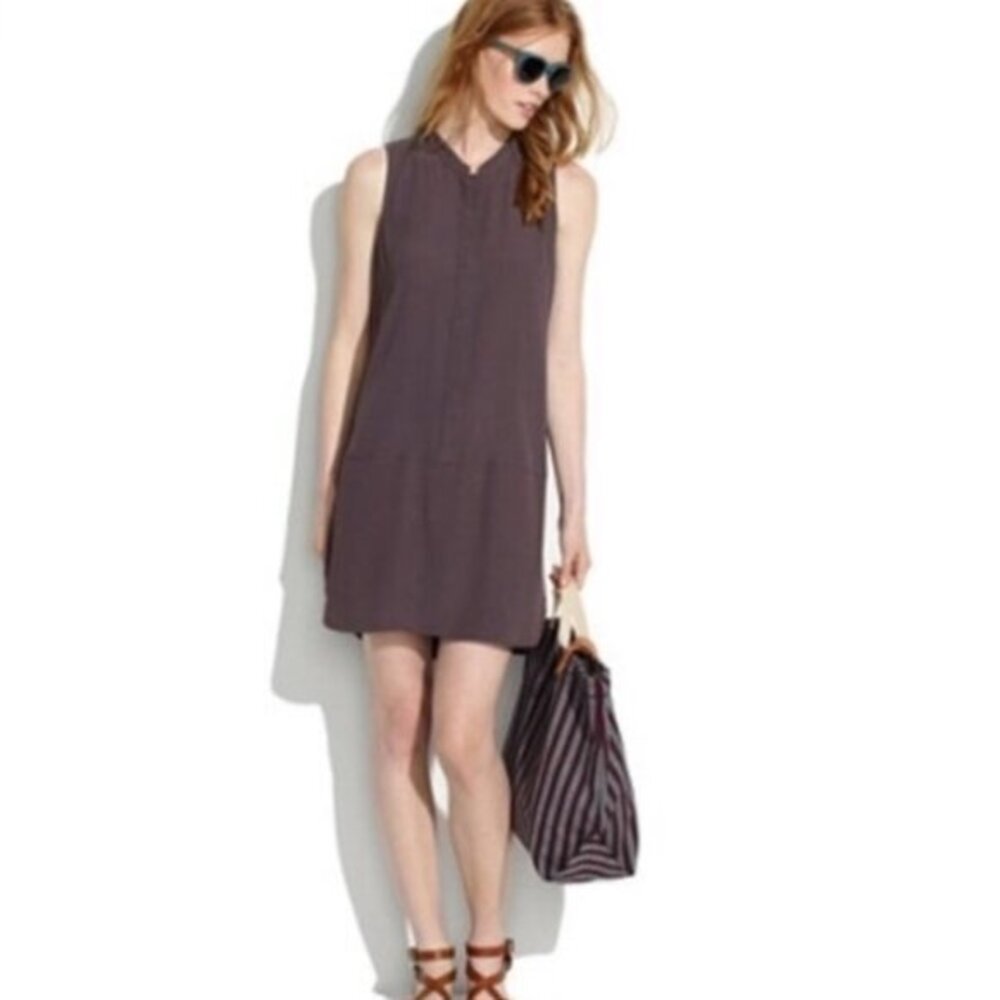 Vintage Madewell Viscose Tunic Dress Brown Sleeveless Minimal Style Size Small